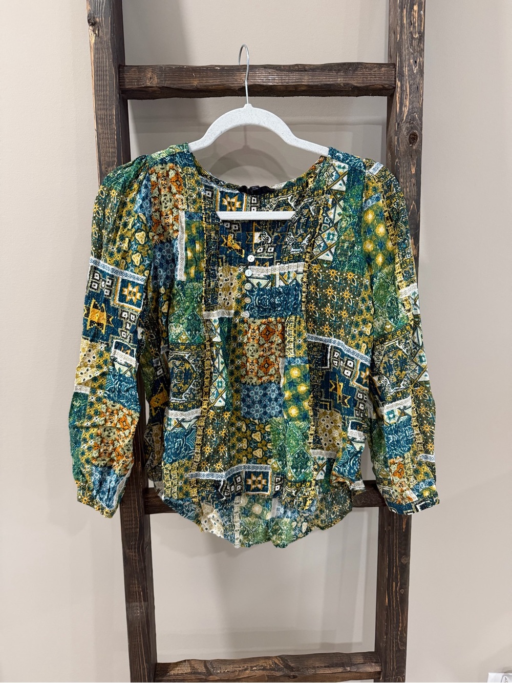 Jane and Delancey Boho Whimsy Patchwork Blouse